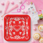 レッドヴァレビクトリアンンティーンズデイ紙プレート ペーパープレート (パーティー)