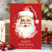 レッドヴィンテージウォーターカラーサンタクロース シーズンカード