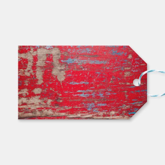 レッドヴィンテージウッド ギフトタグ (正面(横))