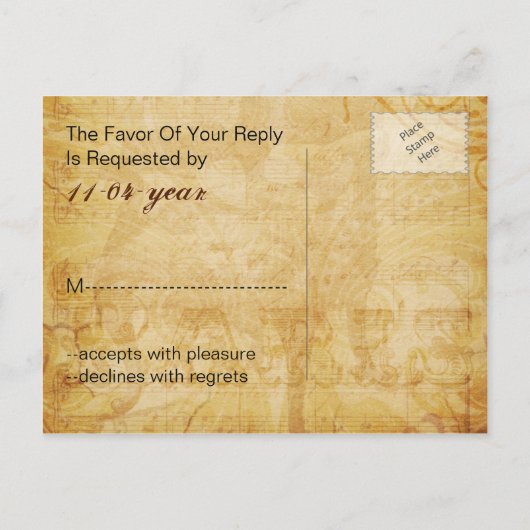 レッドヴィンテージエッフェルタワーパリウェディングレヴプ インビテーションポストカード (裏面)