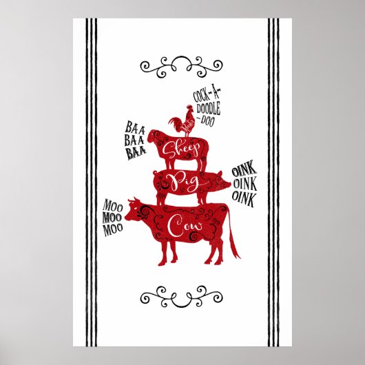 レッドヴィンテージカントリーファームハウス ポスター (正面)