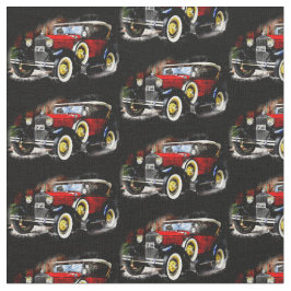 レッドヴィンテージカーオンブラック ファブリック