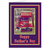レッドヴィンテージキャンパートラックハッピーファーザーズデイカード (正面)