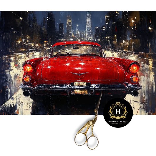 レッドヴィンテージクラシックカーのデコページ 薄葉紙