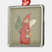 レッドヴィンテージクリスマスエンジェルツリー メタルオーナメント (左)