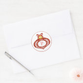 レッドヴィンテージクリスマスオーナメント |モノグラム ラウンドシール (封筒)