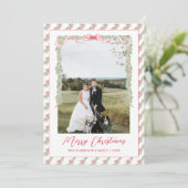 レッドヴィンテージクリスマスボウ写真グランドミレニアル シーズンカード (スタンド正面)