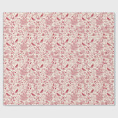 レッドヴィンテージクリスマスラッピング紙 ラッピングペーパー (フラット)