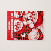 レッドヴィンテージサンタクロースクリスマスキッズ ジグソーパズル (横)