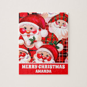 レッドヴィンテージサンタクロースクリスマスキッズ ジグソーパズル