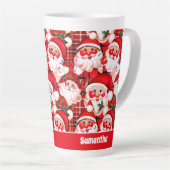 レッドヴィンテージサンタクロースタータンチェックプレイドクリスマス カフェラテマグ (右アングル)