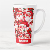 レッドヴィンテージサンタクロースタータンチェックプレイドクリスマス カフェラテマグ (右)