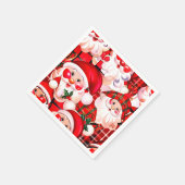 レッドヴィンテージサンタクロースタータンチェックプレイドクリスマス スタンダードカクテルナプキン (角)