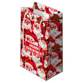 レッドヴィンテージサンタクロースタータンチェックプレイドクリスマス スモールペーパーバッグ (正面アングル)