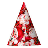 レッドヴィンテージサンタクロースタータンチェックプレイドクリスマス パーティーハット (裏面)