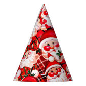 レッドヴィンテージサンタクロースタータンチェックプレイドクリスマス パーティーハット (左)