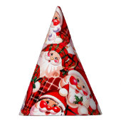 レッドヴィンテージサンタクロースタータンチェックプレイドクリスマス パーティーハット (右)