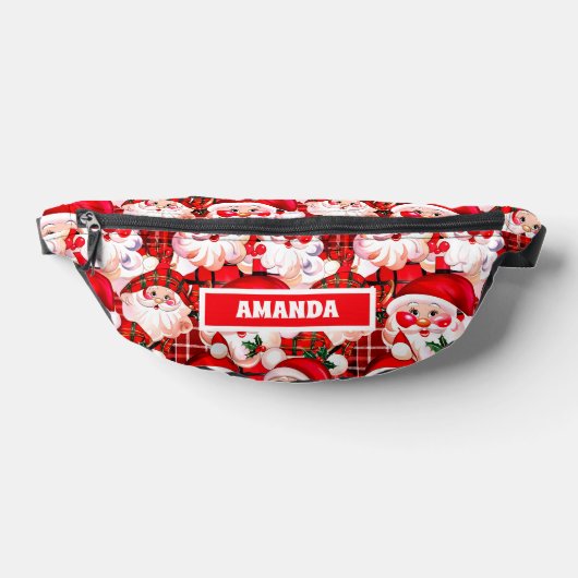 レッドヴィンテージサンタクロースタータンチェックプレイドクリスマス ファニーパック (レイダウン)