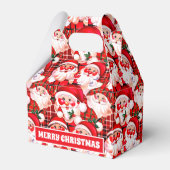 レッドヴィンテージサンタクロースタータンチェックプレイドクリスマス フェイバーボックス (正面サイド)