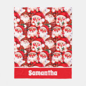 レッドヴィンテージサンタクロースタータンチェックプレイドクリスマス フリースブランケット (正面)