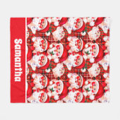 レッドヴィンテージサンタクロースタータンチェックプレイドクリスマス フリースブランケット (正面(横))