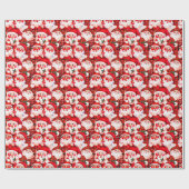 レッドヴィンテージサンタクロースタータンチェックプレイドクリスマス ラッピングペーパー (フラット)
