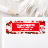 レッドヴィンテージサンタクロースタータンチェックプレイドクリスマス ラベル (インサイチュ)