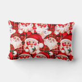 レッドヴィンテージサンタクロースタータンチェックプレイドクリスマス ランバークッション (裏面)