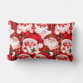 レッドヴィンテージサンタクロースタータンチェックプレイドクリスマス ランバークッション (正面)