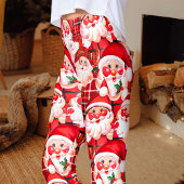 レッドヴィンテージサンタクロースタータンチェックプレイドクリスマス レギンス