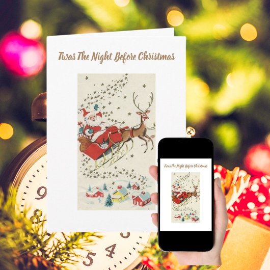 レッドヴィンテージサンタクロース飛んでいるトナディアスターズ カード