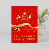 レッドヴィンテージサンタクロース飛んでいるトナディアスターズ 箔シーズンカード (立ち正面)