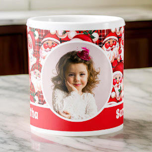 レッドヴィンテージサンタクロースChristmas Kidsフォトマグカップ ジャンボコーヒーマグカップ