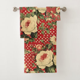 レッドヴィンテージシャビーシック バスタオルセット