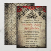 レッドヴィンテージシャンデリア結婚式招待状 招待状 (正面/裏面)