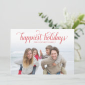 レッドヴィンテージスクリプトハッピーホリデイズカード シーズンカード (スタンド正面)