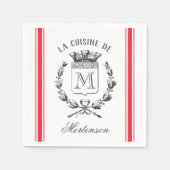 レッドヴィンテージスタイルフランスのサックカスタムモノグラム スタンダードカクテルナプキン (正面)