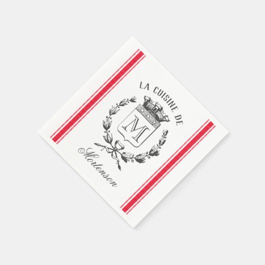 レッドヴィンテージスタイルフランスのサックカスタムモノグラム スタンダードカクテルナプキン (角)
