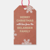 レッドヴィンテージスノーフレークメリークリスマスホリデー ギフトタグ (裏面)