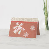 レッドヴィンテージスノーフレークメリークリスマスホリデー シーズンカード (裏面)