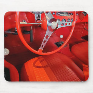 レッドヴィンテージスポーツカーインテリア マウスパッド