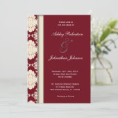 レッドヴィンテージダマスク結婚式招待状 招待状 (スタンド正面)
