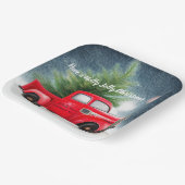 レッドヴィンテージトラックとツリーカスタム休日 ペーパープレート (傾斜あり)