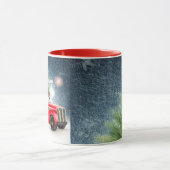 レッドヴィンテージトラックとツリーカスタム休日 マグカップ (中央)