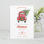 レッドヴィンテージトラッククリスマスディナーパーティー 招待状 (スタンド正面)