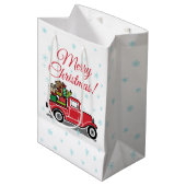 レッドヴィンテージトラッククリスマストイズホリデー ミディアムペーパーバッグ (正面アングル)