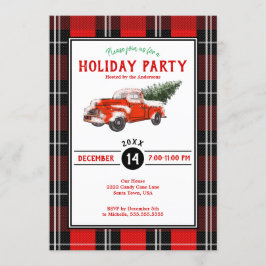 レッドヴィンテージトラッククリスマスプレッドホリデーパーティー 招待状