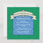 レッドヴィンテージトラックドッグファミリークリスマスパーティー 招待状 (裏面)