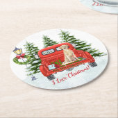 レッドヴィンテージトラックラボレトリエバースノウンスノーのファミリー名 ラウンドペーパーコースター (アングル)