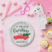 レッドヴィンテージトラック素朴クリスマス紙プレート ペーパープレート (パーティー)